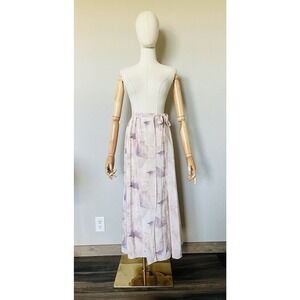 Beymen Collection Sz 34 US S 100% Silk Watercolor Floral Print Midi Wrap Skirt